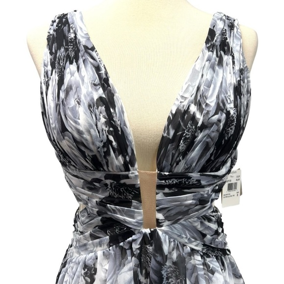 Aidan Mattox NWT Floral Sleeveless Double V Waist Cutouts Maxi Dress Women 8 - Picture 3 of 14